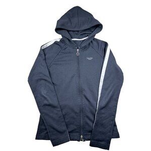 Calvin Klein Jeans Hoodie Womens Size Medium‎ Black White Zip Front Jacket
